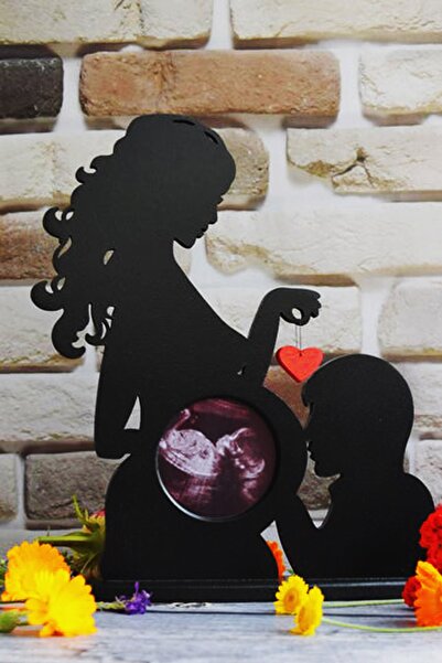 UTKU TASARIM Wooden Ultrasound Image Picture Frame My First Photo Frame Black