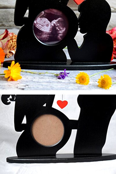 UTKU TASARIM Wooden Ultrasound Image Picture Frame My First Photo Frame Black