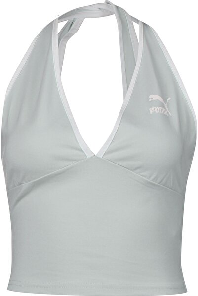 Puma Women Sportswear Fit Sleeveless Training Crop Top, Sage Blue