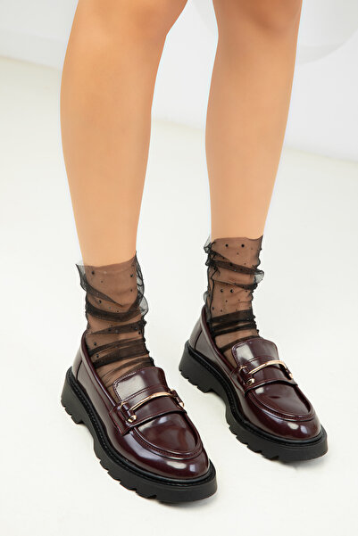 SOHO Claret Red Patent Leather Women's Casual Shoes 18536