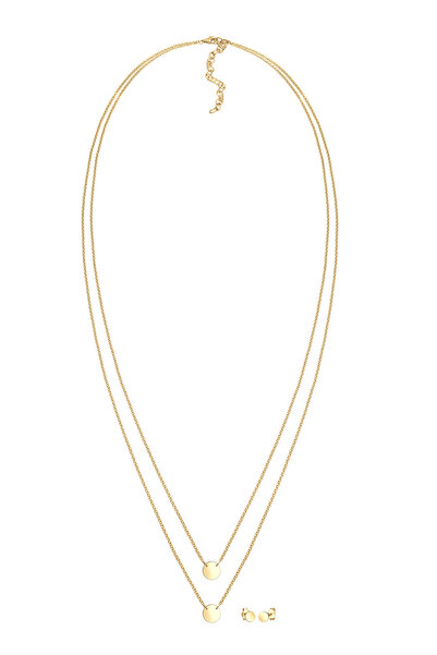 ELLI Schmuckset Layer Kette Kreis Stecker Geo 925 Sterling Silber