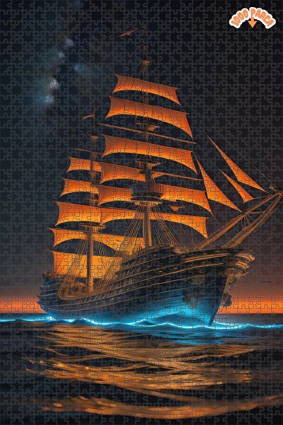 Teona Ahşap Sudaki Gemi Dekoratif Çift Katlı Çerçeveli Asılabilir Ahşap Puzzl...