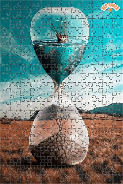 Teona Ahşap Soyut Sanat Kum Saati Dekoratif Çift Katlı Çerçeveli Asılabilir A...