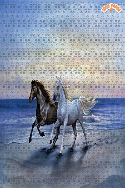 Teona Ahşap At Resimli Dekoratif Çift Katlı Çerçeveli Asılabilir Ahşap Puzzle 1000 PARÇA 50X70