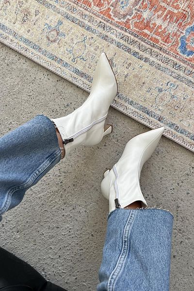 STRASWANS Cizme din piele Pino de damă White Poppin