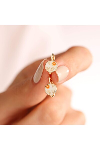 Sembol Gold Altın Çocuk Küpesi Love Mineli