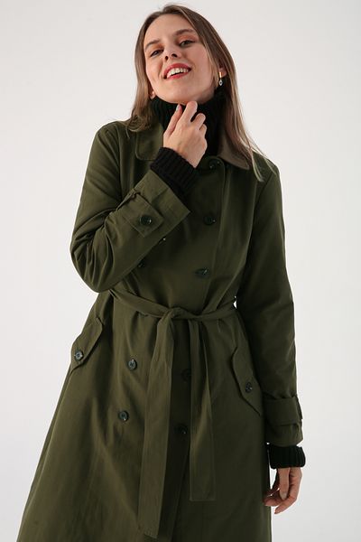 Dark green trench coat on sale womens