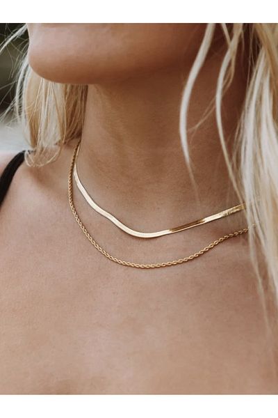 CAPO by Aytaç Yamaç Flat Italian Necklace and Rope Chain Necklace Double Steel Chain Necklace Set