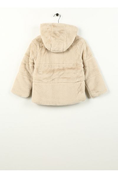 name ıt Women's Coat - Push Cream, Nmfmosa Fake Fur, W Hood Pb