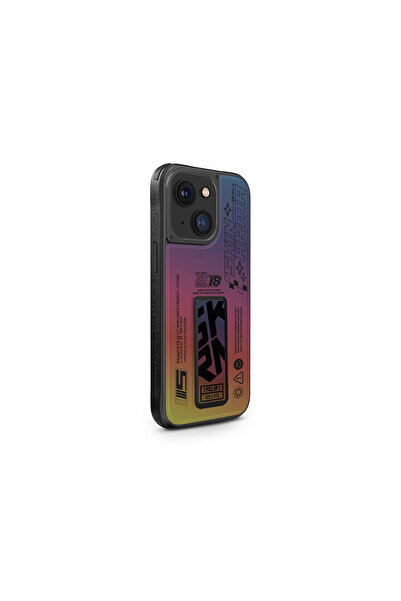 Skinarma iPhone 15 Uyumlu Kılıf SkinArma Holografik Standlı Deri Görünümlü Ki...