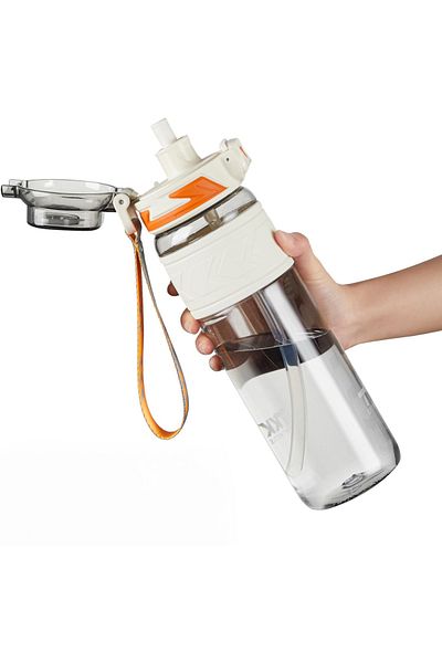 Vagonlife 1000 ml White Tritan Sports Flask - Use with Straw and No Straw, Scale Size