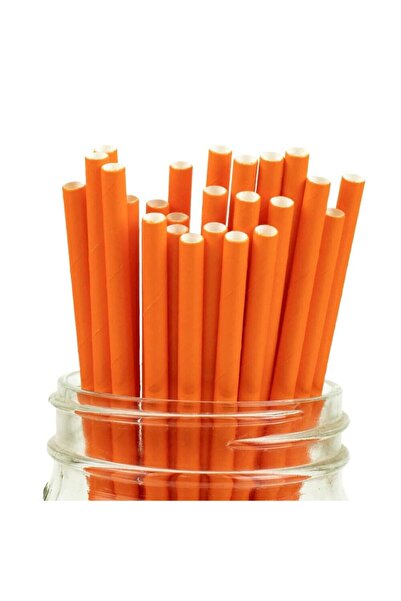 parti pera 24 Adet Turuncu Kağıt Karton Pipet