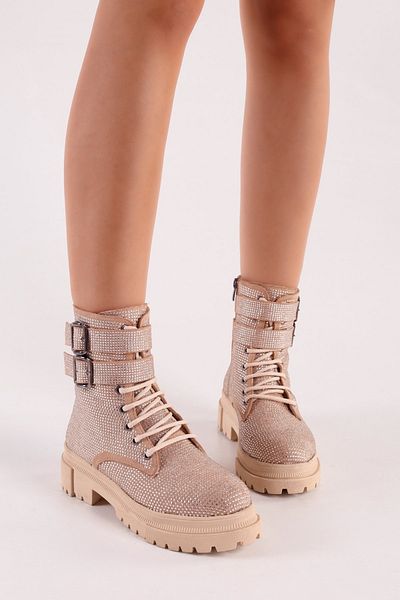 SOLMAZ AXANDRA BEIGE SUEDE STONE WOMEN'S BOOTS
