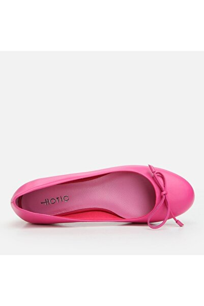 Hotiç Genuine Leather Fuchsia Women's Ballerinas