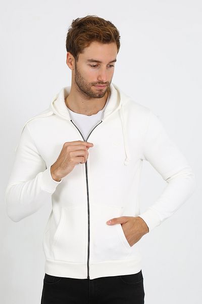 LACİVERTMEN 5340 Regular Fit Hooded Pocket Zippered Cotton Men's Cardigan