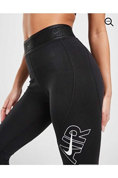 Nike Leggings High Rise Yüksek Belli Pamuk Polyester Ince Siyah Tayt Ct