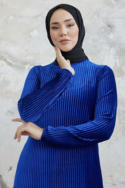 InStyle Φόρεμα Elza Back Tie Velvet - Saks Blue