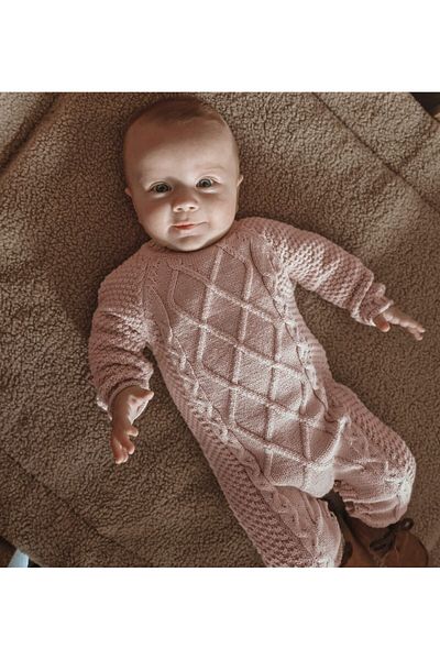Minora Knitwear Execution Pattern Jumpsuit Powder