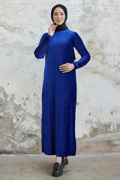 InStyle Φόρεμα Elza Back Tie Velvet - Saks Blue