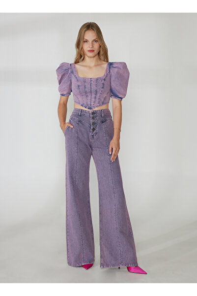 Rocky girl Korsaj detay orta bel bol kesim denim pantolon