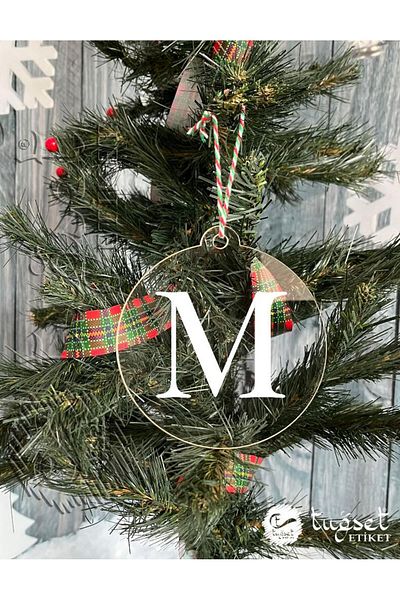 t tuğset etiket Letter White Plexi Christmas Tree Ornament - Rearview Mirror Ornament Plexi Letter-a1