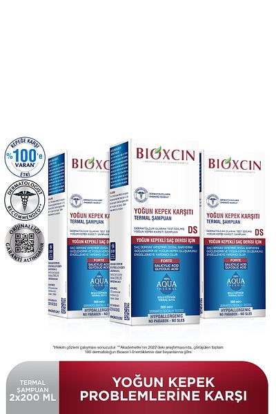 Bioxcin Aqua Thermal DS 200 Ml Set of 3 - Shampoo Effective Against Dense Dandruff