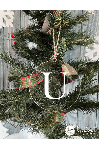 t tuğset etiket Letter White Plexi Christmas Tree Ornament - Rearview Mirror Ornament Plexi Letter-a1