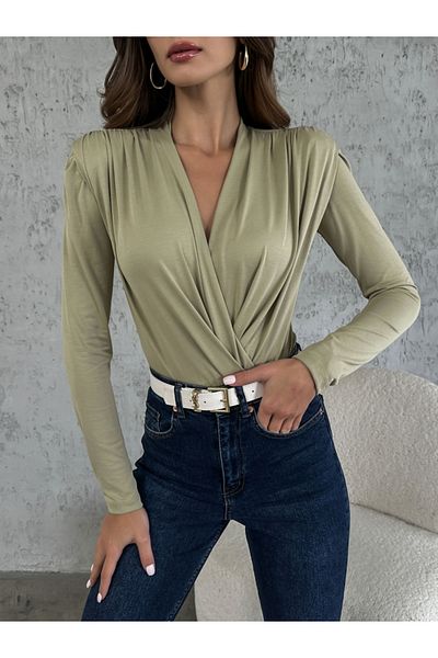 Elif Özbey Butik Χακί μπλούζα με επένδυση Modal Bodysuit
