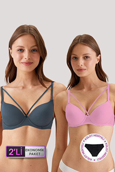 Pierre Cardin 2'li Ekonomik Paket 6510 Lens O.pink-antrasit Şerit Detaylı Dol...