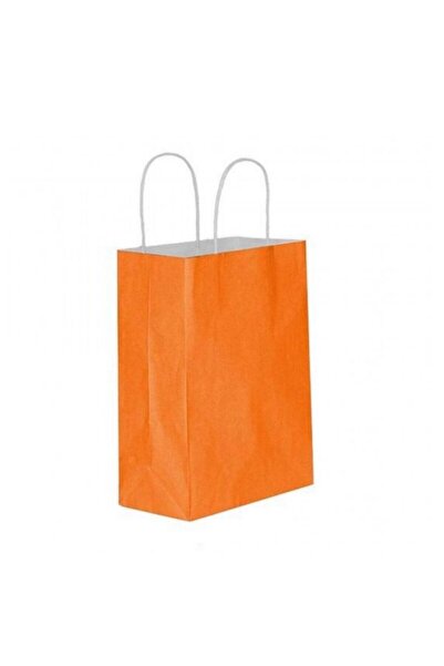 GİZPAK Büküm Saplı Turuncu Kağıt Çanta 25x31x12cm 50 Adet
