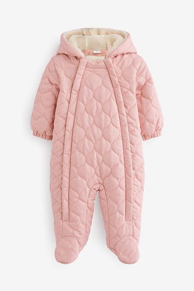 Next Baby Cotton Pink Quilted Astronaut Jumpsuit