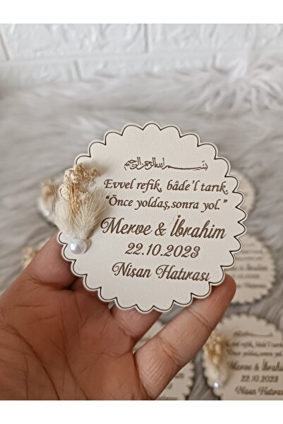 guluslazerkesim 25 ADET ÇİÇEKLİ SÜSLÜ MIKNATISLI DUALI AHŞAP MAGNET SÖZ NİŞAN...