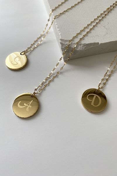 SilverStone Steel Necklace - N Letter Medallion Plate Gold Gold Color Chain 316 L Steel Necklace