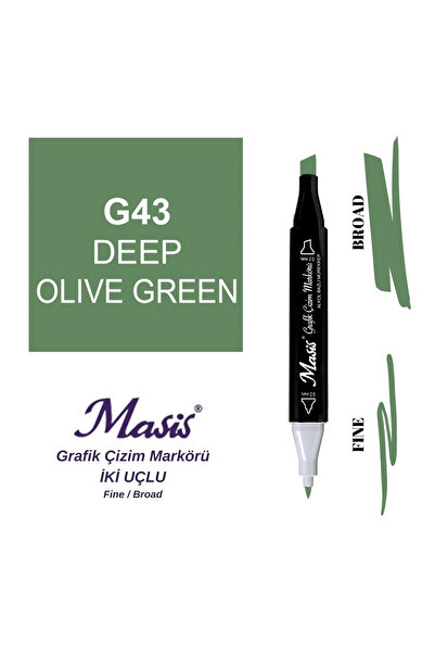Masis Twin Double Ended Marker Pen 43 Deep Olive Green