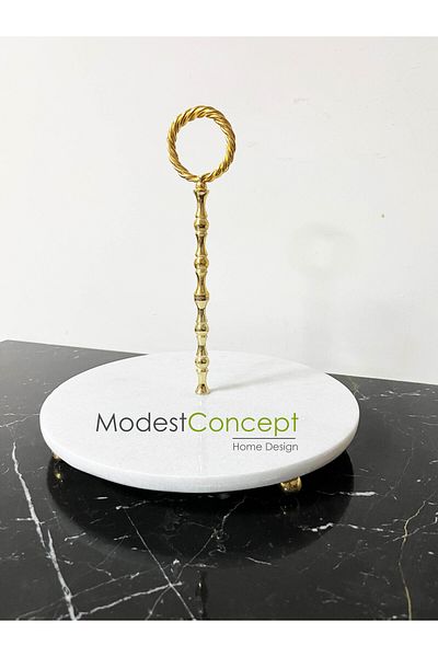 Modestmar حامل كوكيز وكعك من الرخام الطبيعي، حامل عرض، عرض كعك