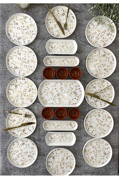 Yiğit Seramik Züccaciye Gold Eliz 12-Person 23 Piece Breakfast Set