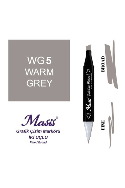 Masis Twin Çift Uçlu Marker Kalemi WG5 Warm Grey