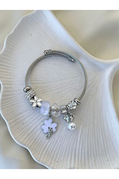 Rachel Çelik Çarmlı Bileklik Beyaz