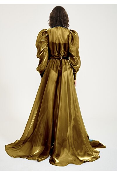 MERT ERKAN Gold&Lame Efektli Transparan Avant-garde Elbise