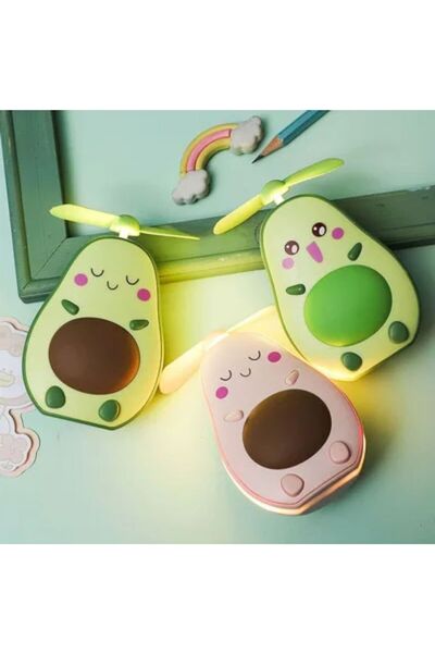 BLA GROUP Led Işıklı Makyaj Aynası Mini El Fanı Usb Şarjlı Avakado Figürlü Fo...