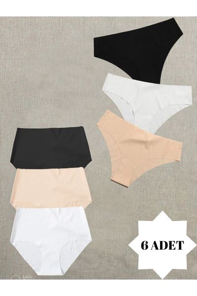 Adeniz Set de chiloți slip bikini din lycra, fără sudură, cu talie înaltă și talie normală, fără sudură, de damă