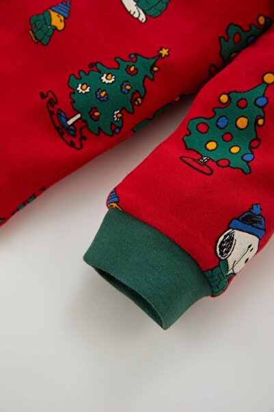 DeFacto Erkek Bebek Snoopy Yeni Yıl Baskılı Uzun Kollu Pijama Takımı