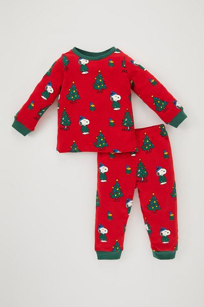 DeFacto Baby Boy Snoopy New Year Printed Long Sleeve Pajama Set