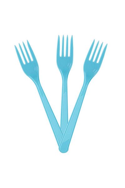 partideyince Plastic Fork Blue 25 Pieces