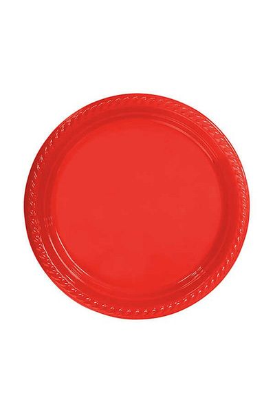 partideyince Plastic Plate 25 Pieces Red (22cm)