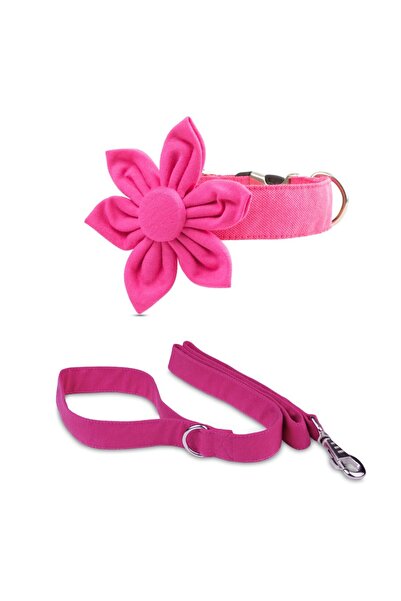 Lusi Doog Çiçekli Köpek Boyun Tasması ve Köpek Gezdirme Kayışı Seti