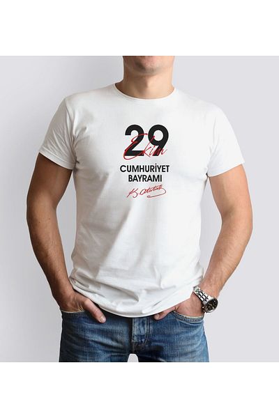 Bk Gift 29 October Designed Men's White T-shirt-4, Gift for a Friend, Gift for 29 October, Trend T