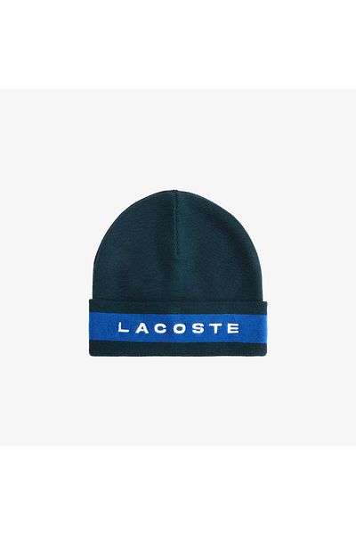 Lacoste قبعة رجالية باللون الصوفي باللون الأخضر الداكن