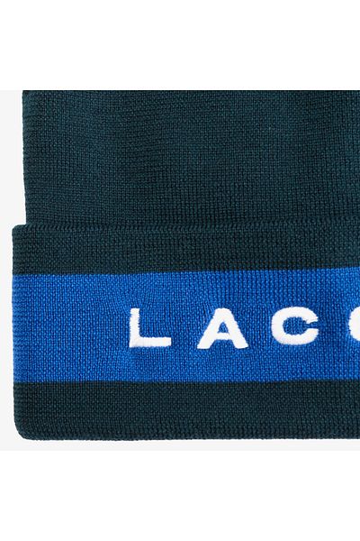 Lacoste قبعة رجالية باللون الصوفي باللون الأخضر الداكن