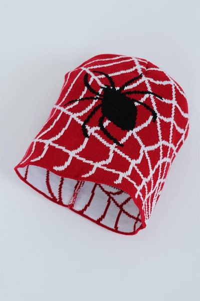Toum Spider Web Spider Red Beanie
